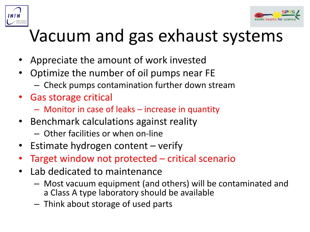 vacuum and gas exhaust systems