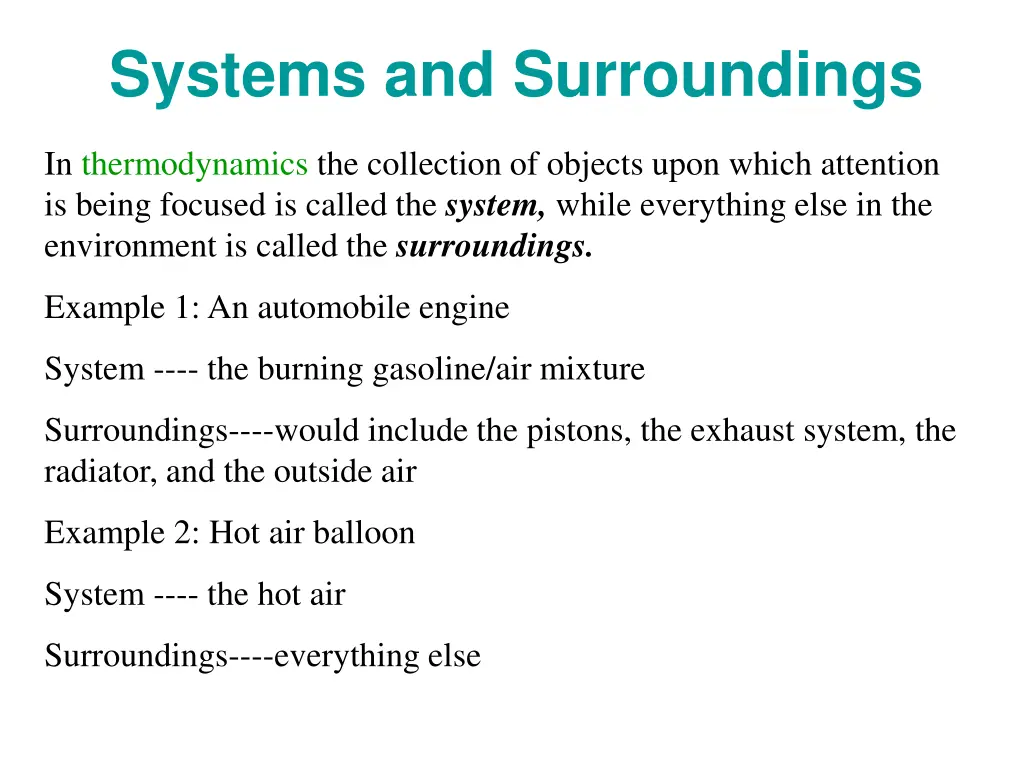 systems and surroundings