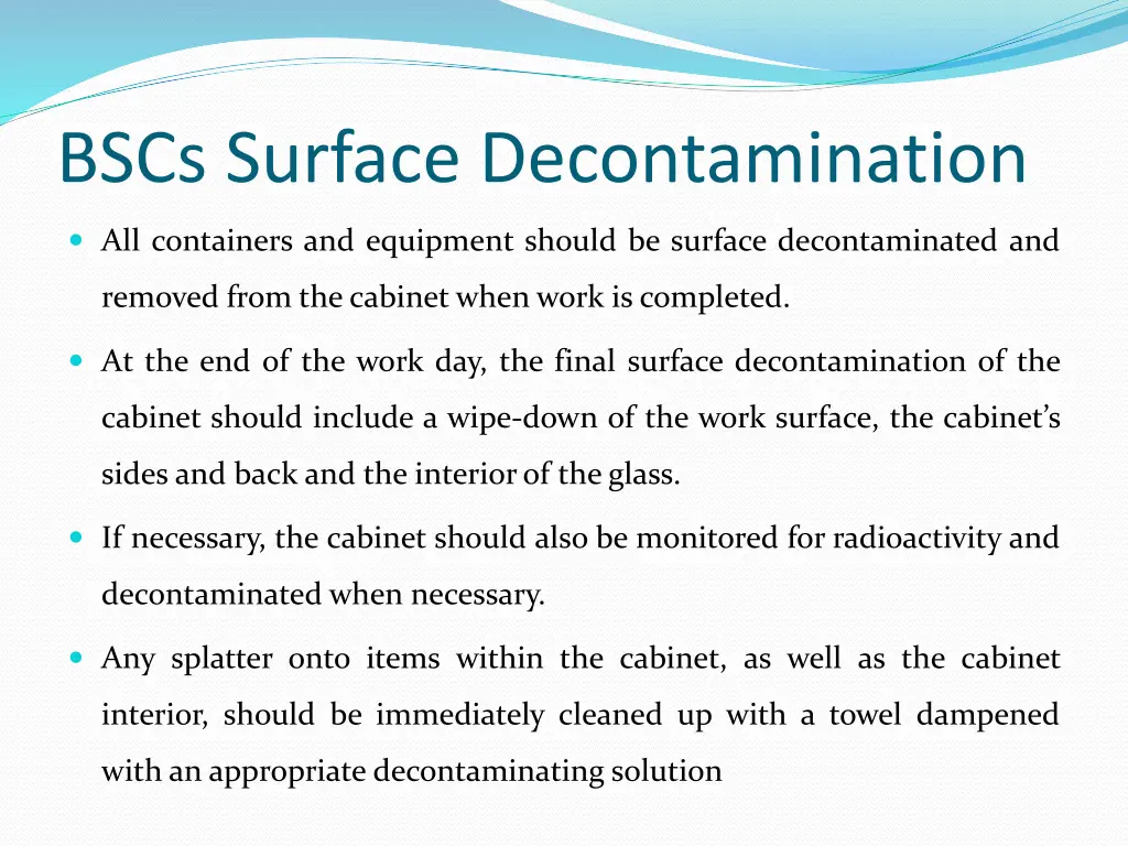 bscs surface decontamination