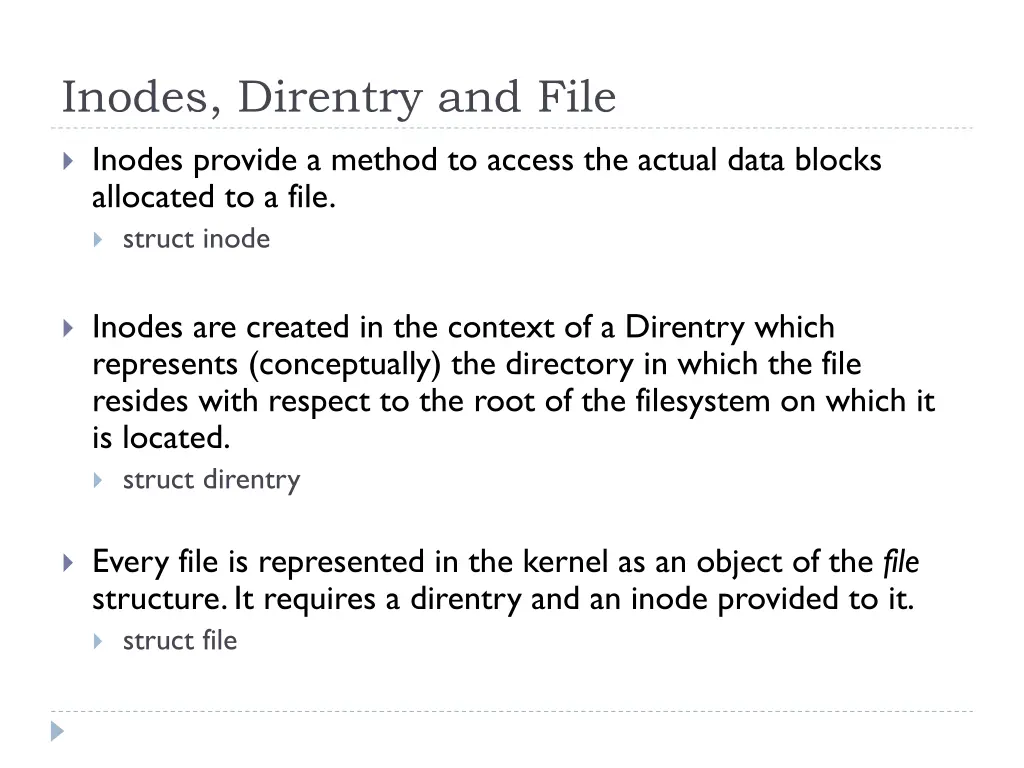 inodes direntry and file