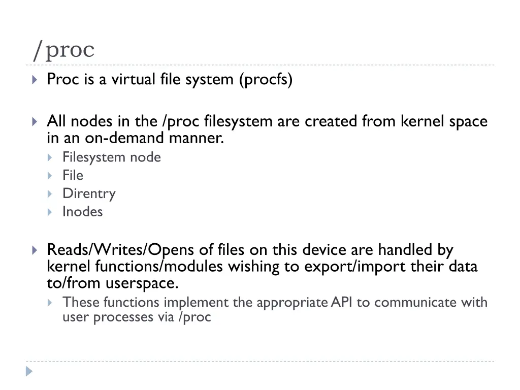 proc proc is a virtual file system procfs