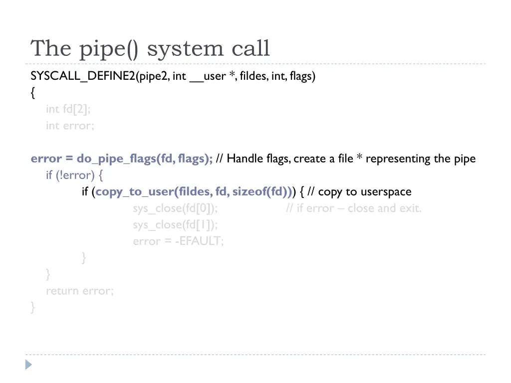 the pipe system call
