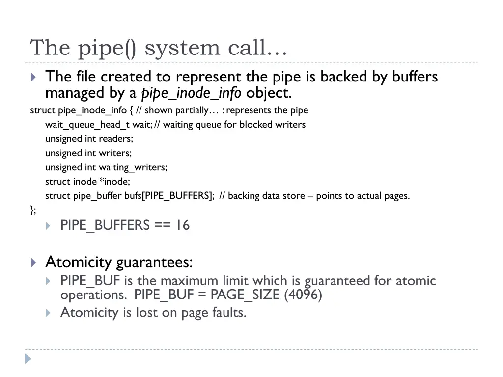 the pipe system call the file created