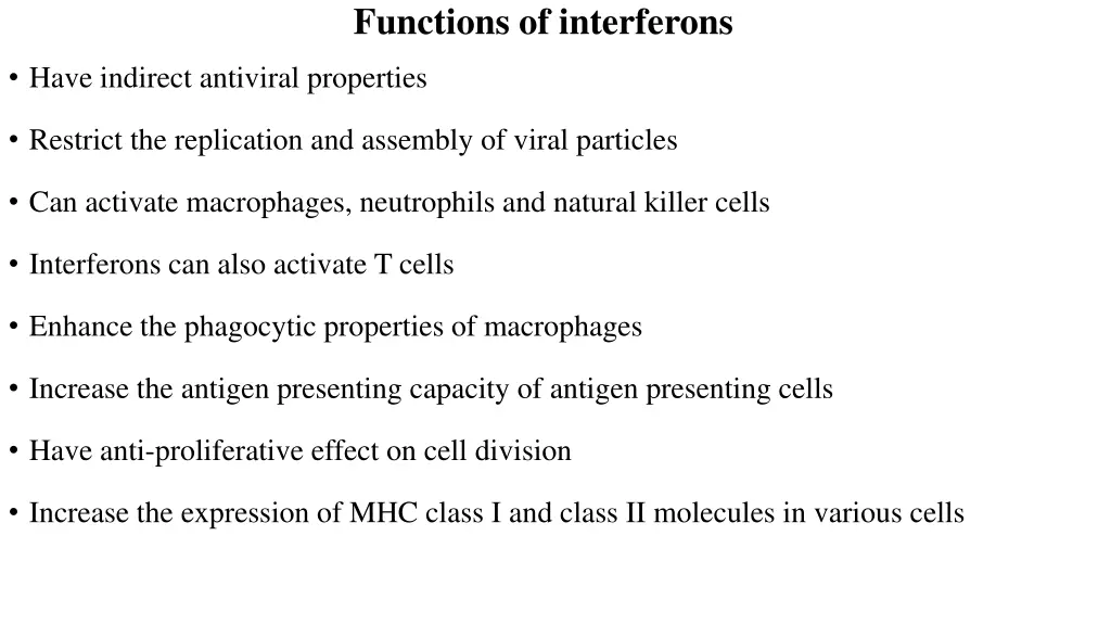 functions of interferons