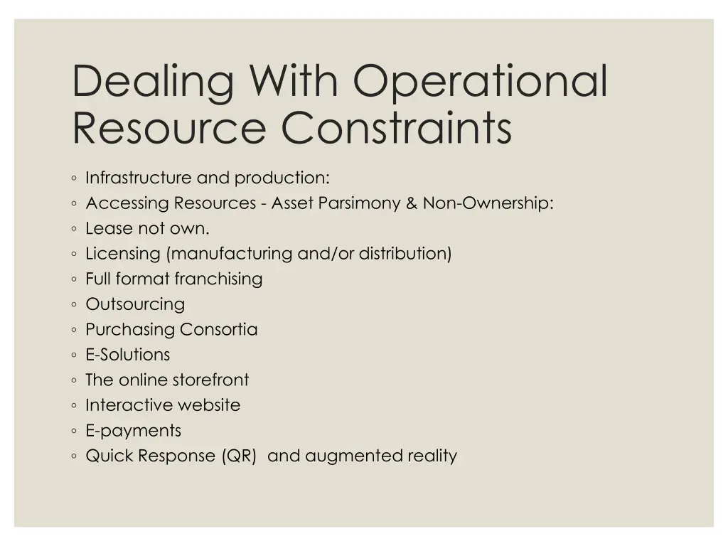 dealing with operational resource constraints