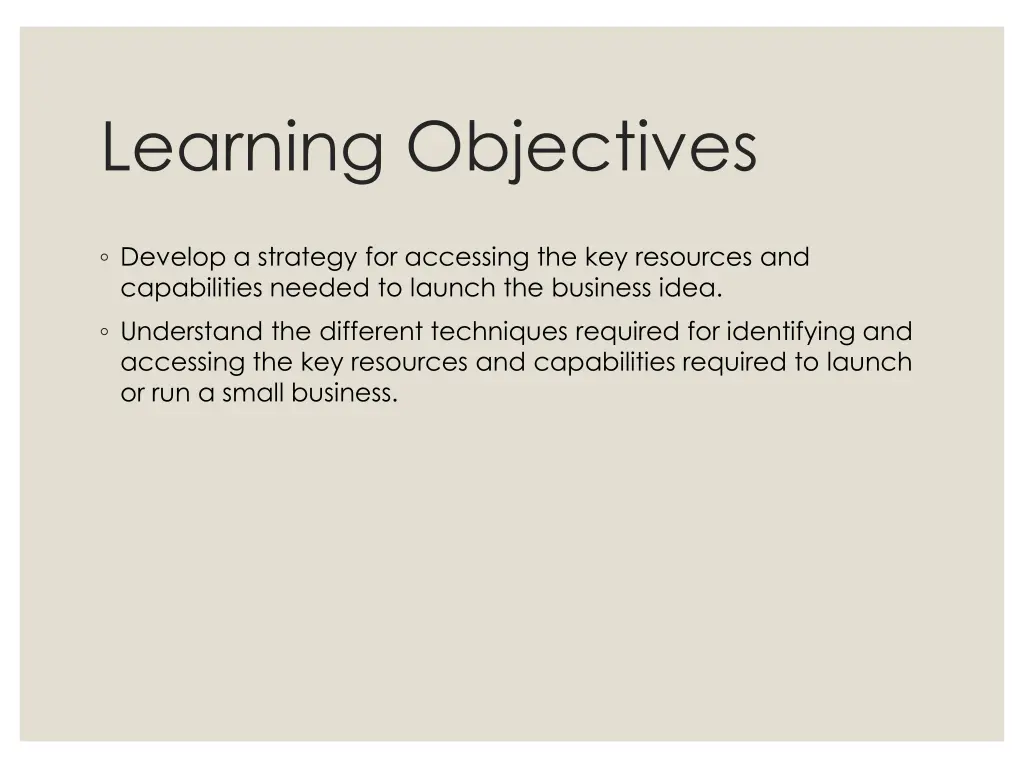 learning objectives