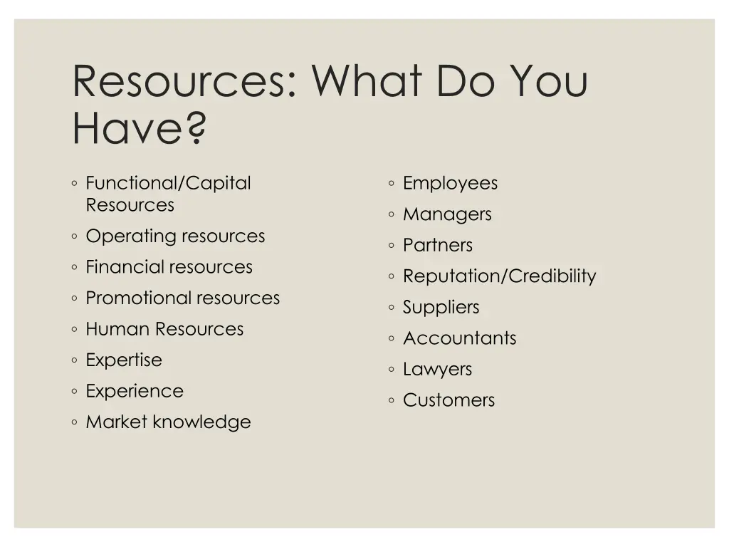 resources what do you have