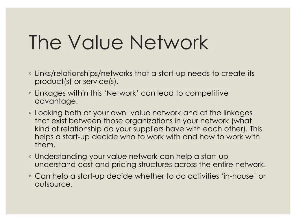 the value network