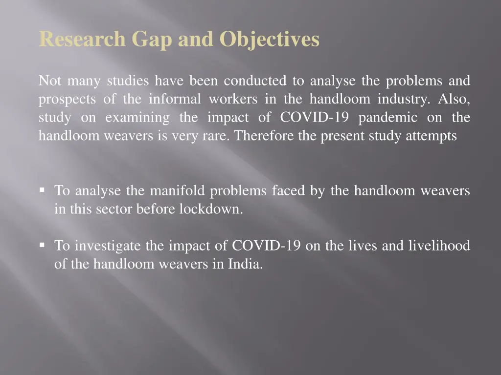 research gap and objectives