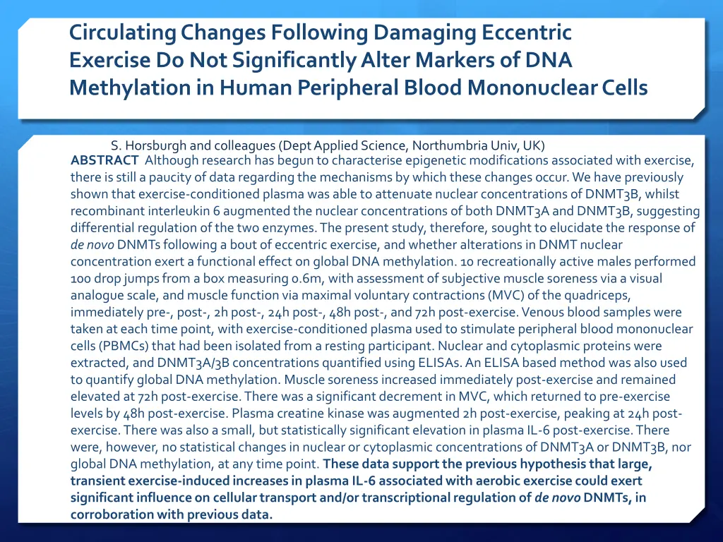 circulating changes following damaging eccentric