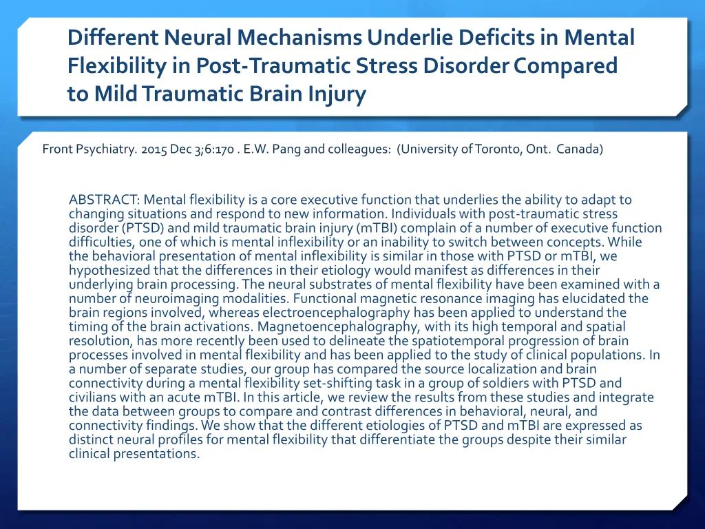 different neural mechanisms underlie deficits