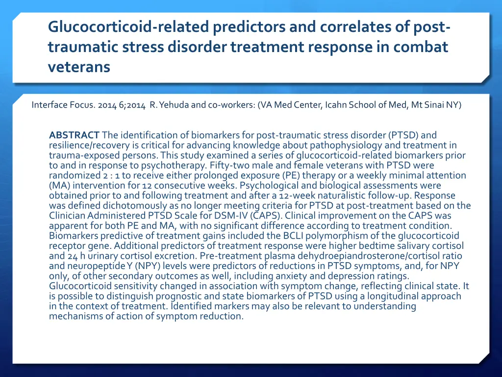 glucocorticoid related predictors and correlates