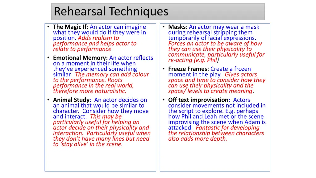 rehearsal techniques