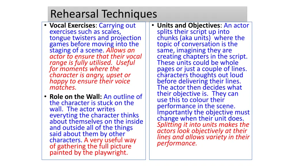 rehearsal techniques vocal exercises carrying