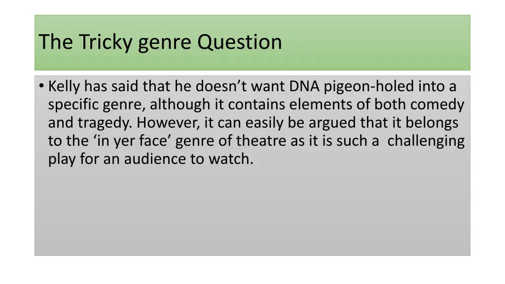the tricky genre question
