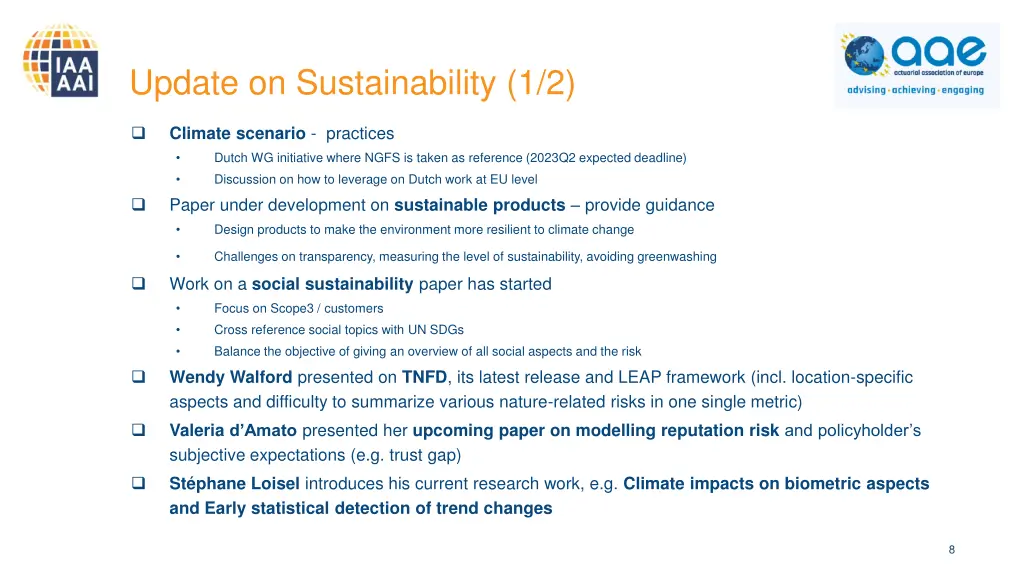 update on sustainability 1 2