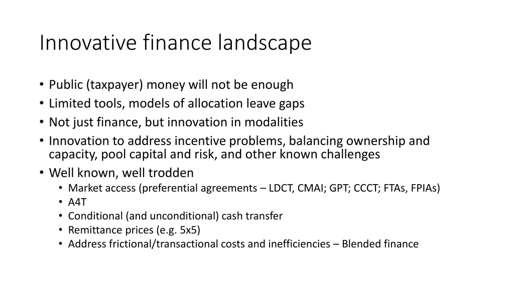 innovative finance landscape