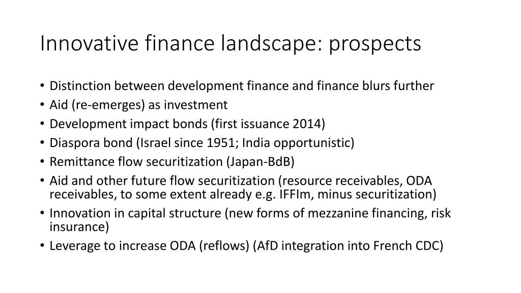 innovative finance landscape prospects