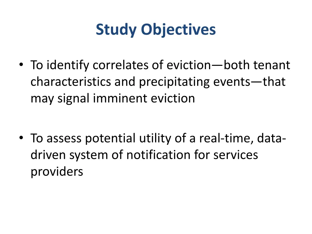 study objectives