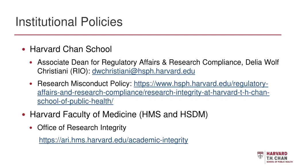 institutional policies