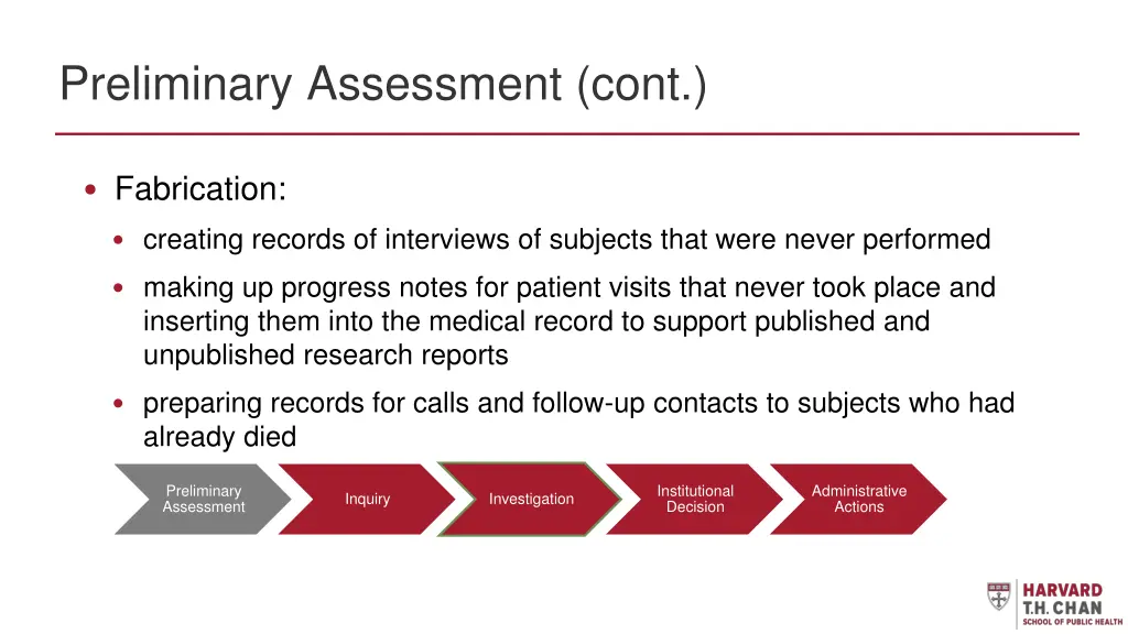 preliminary assessment cont