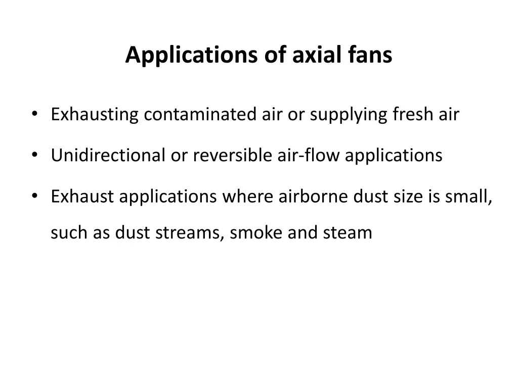 applications of axial fans