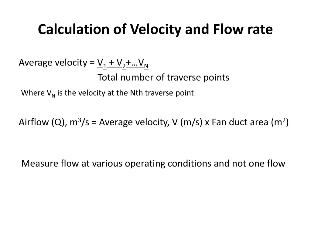 calculation of velocity and flow rate