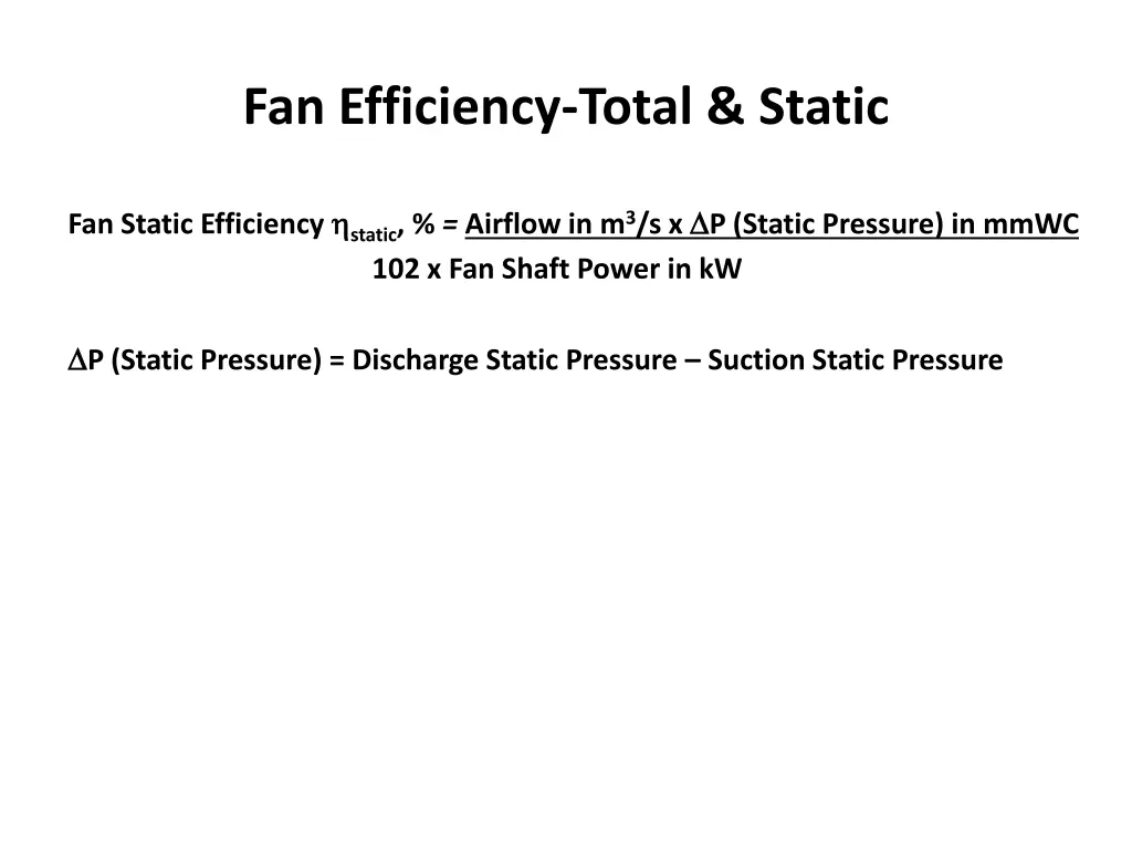 fan efficiency total static