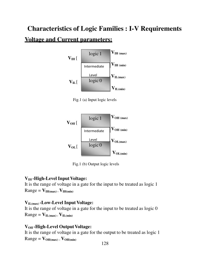 characteristics of logic families i v requirements