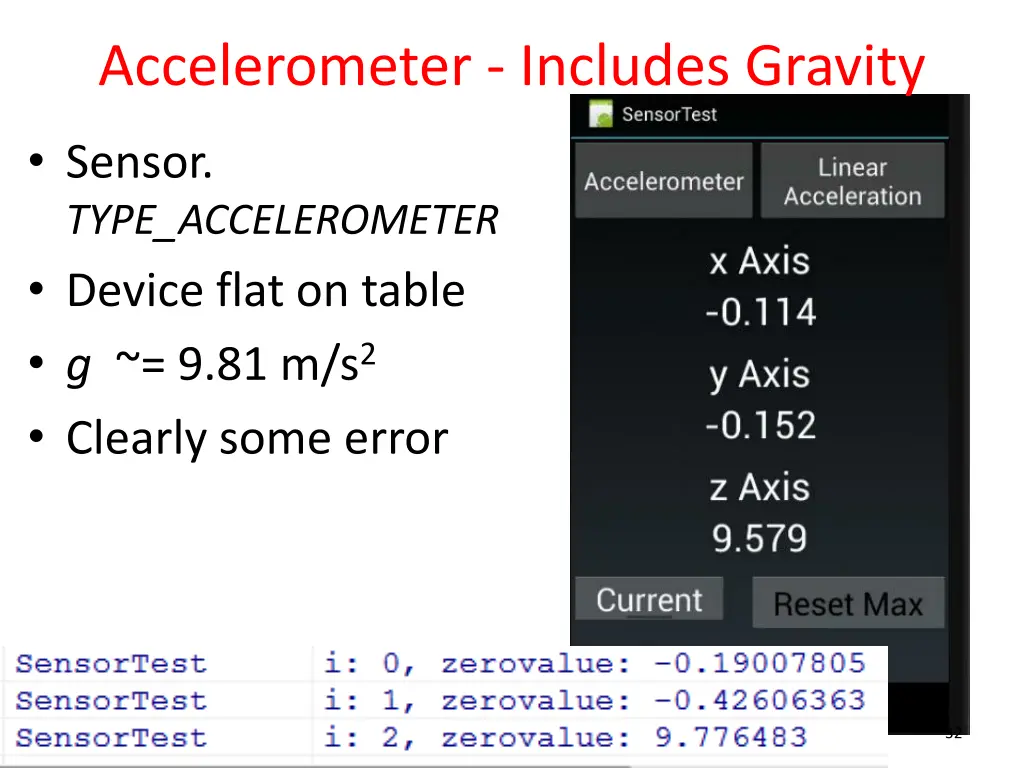 accelerometer includes gravity