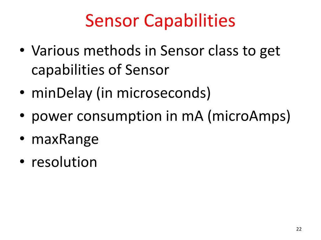 sensor capabilities