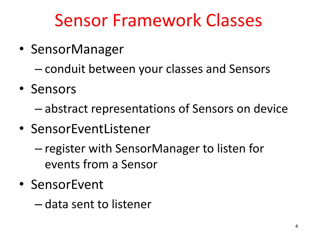 sensor framework classes