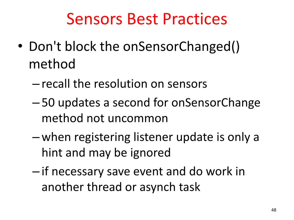 sensors best practices 2