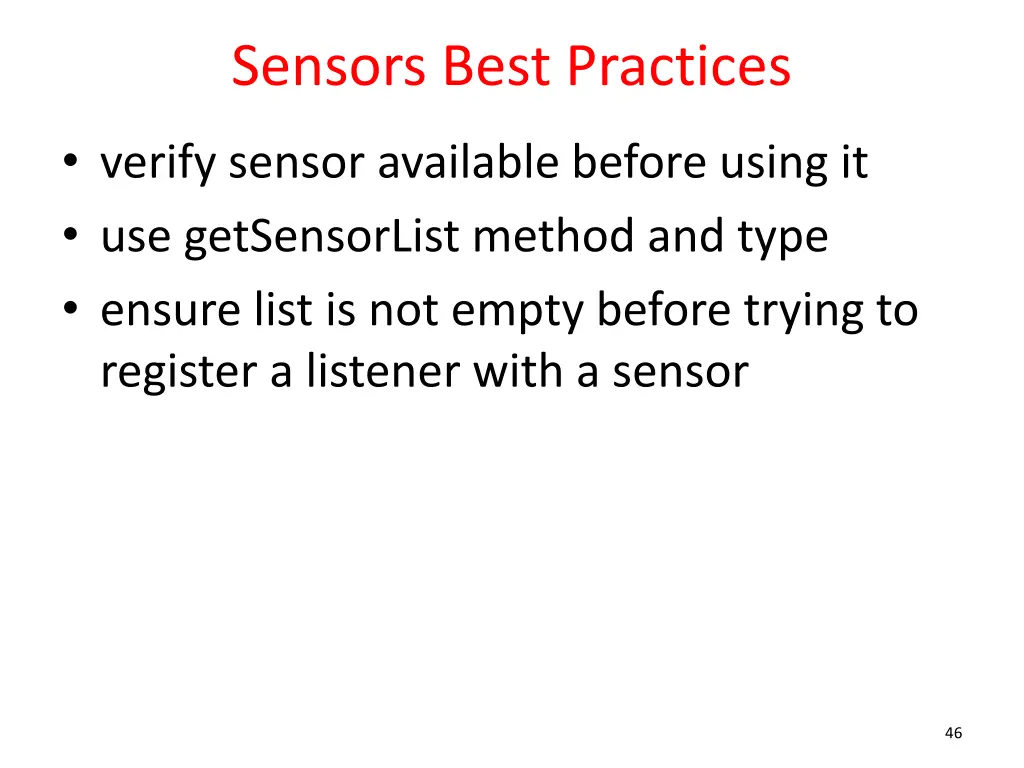 sensors best practices