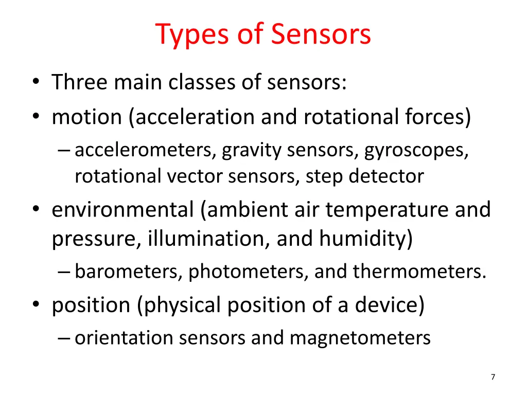 types of sensors 1
