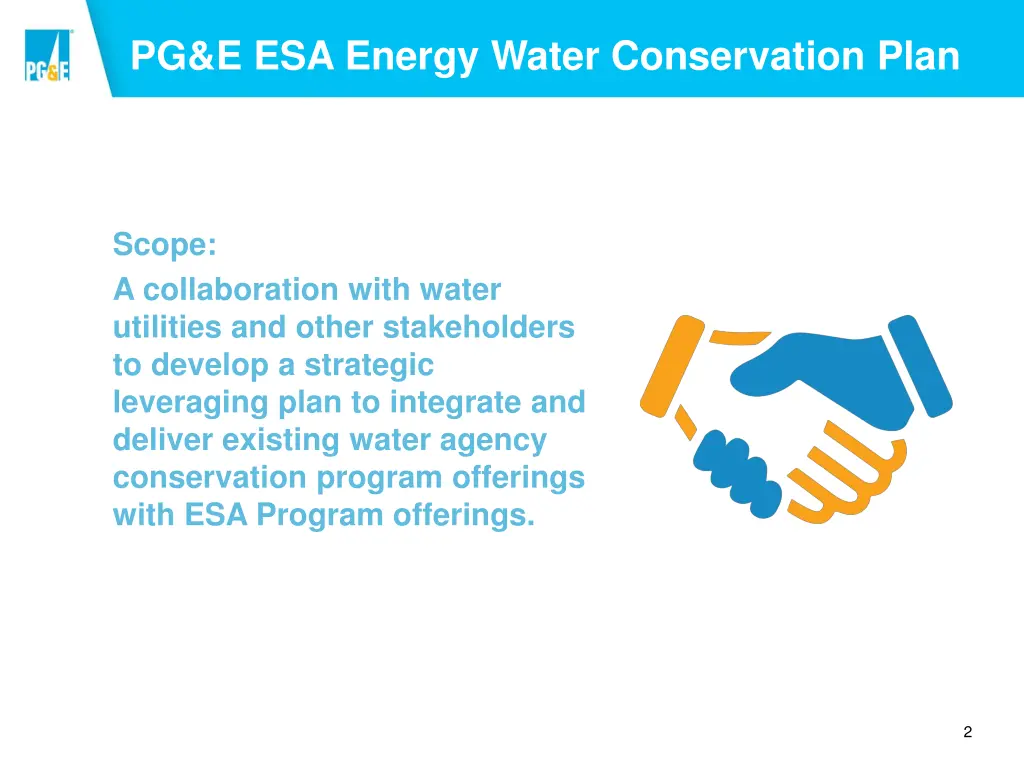 pg e esa energy water conservation plan