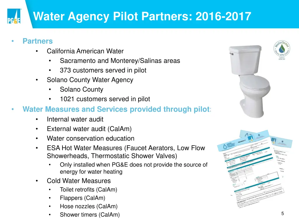 water agency pilot partners 2016 2017