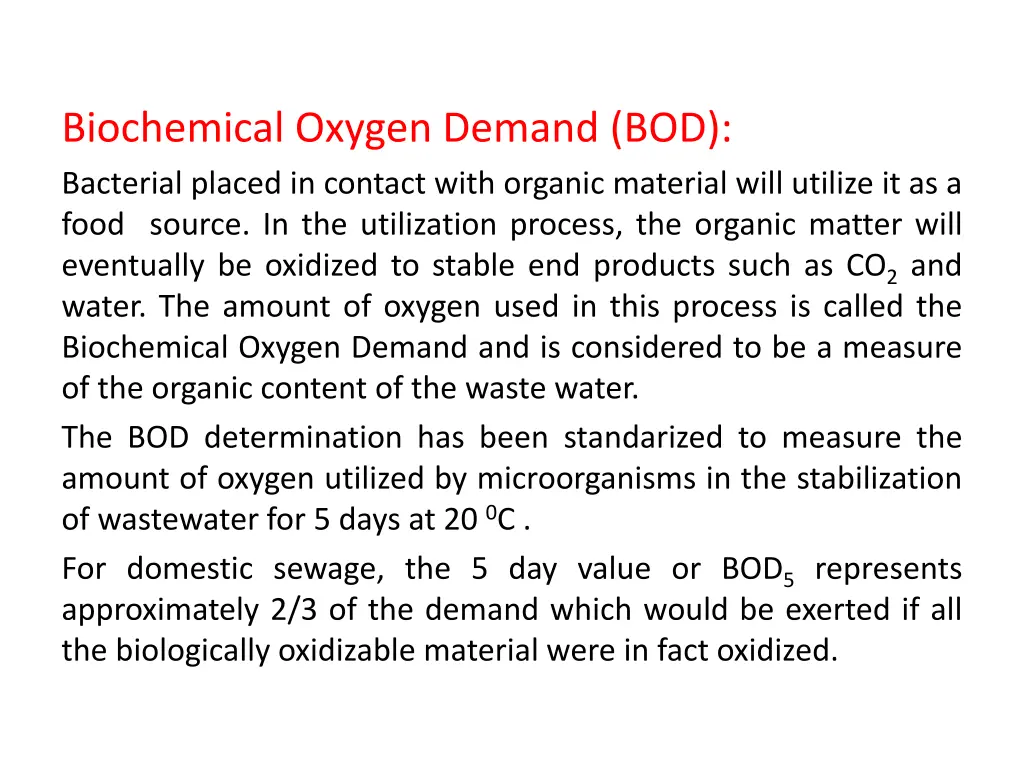 biochemical oxygen demand bod bacterial placed