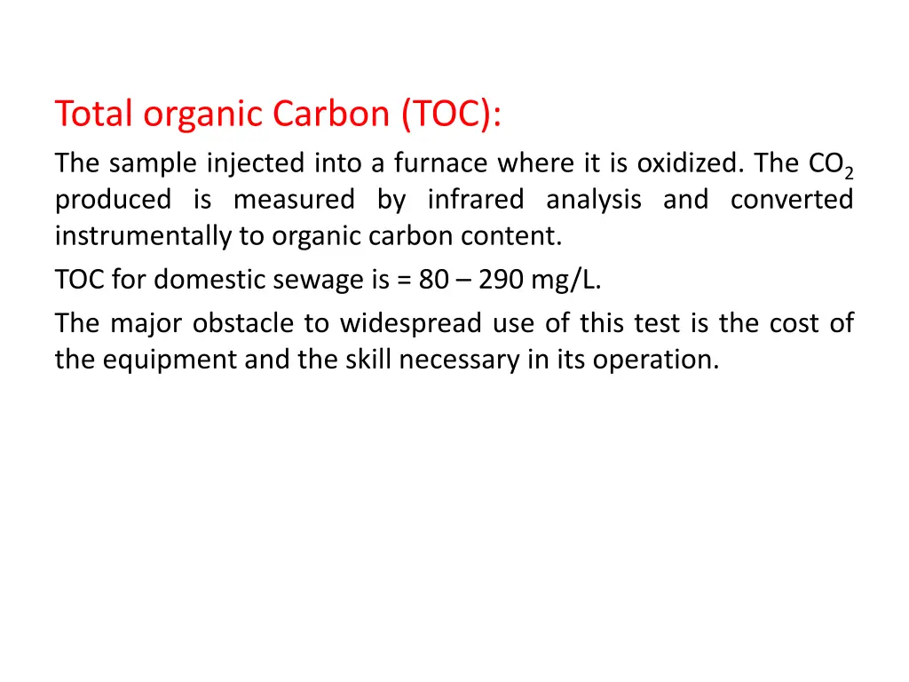 total organic carbon toc the sample injected into