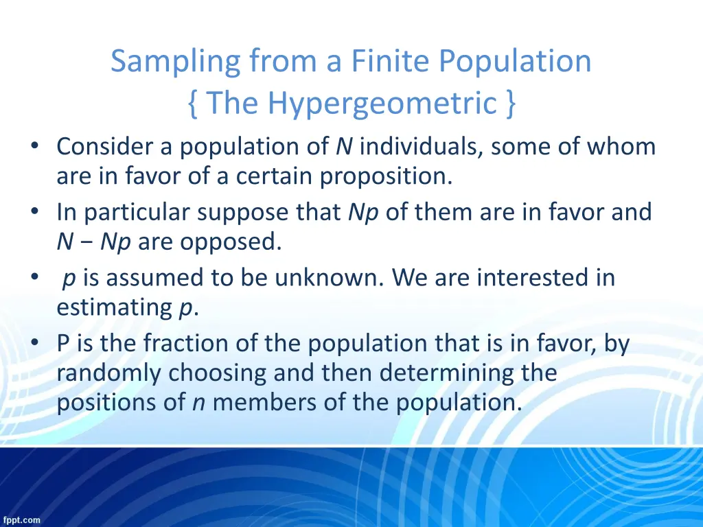 sampling from a finite population