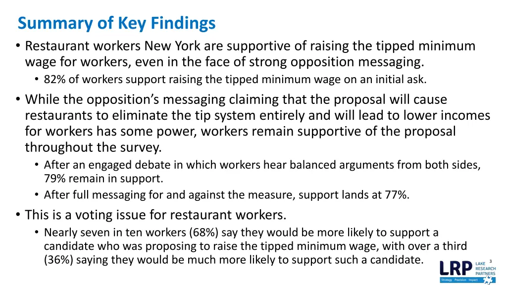summary of key findings restaurant workers