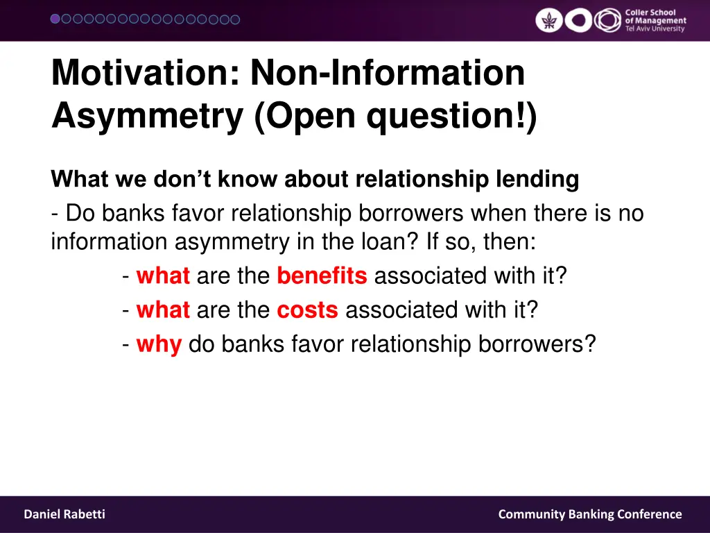 motivation non information asymmetry open question