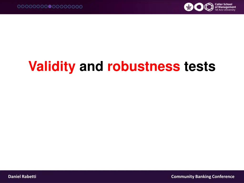 validity and robustness tests