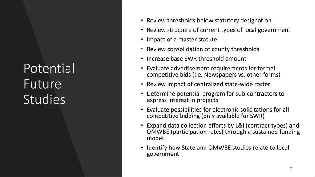 review thresholds below statutory designation