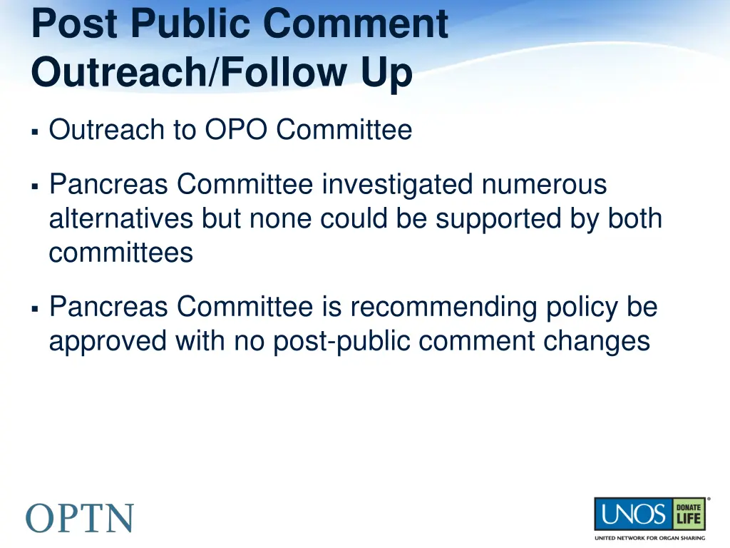 post public comment outreach follow up