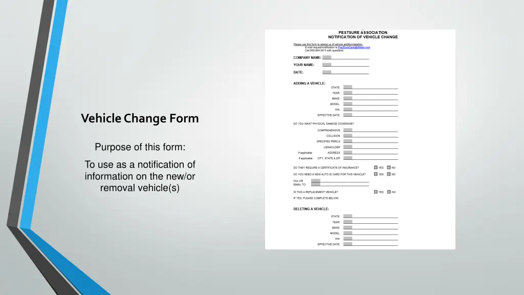 vehicle change form