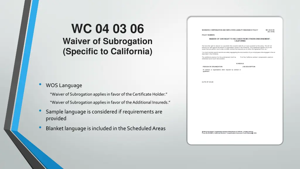 wc 04 03 06 waiver of subrogation specific