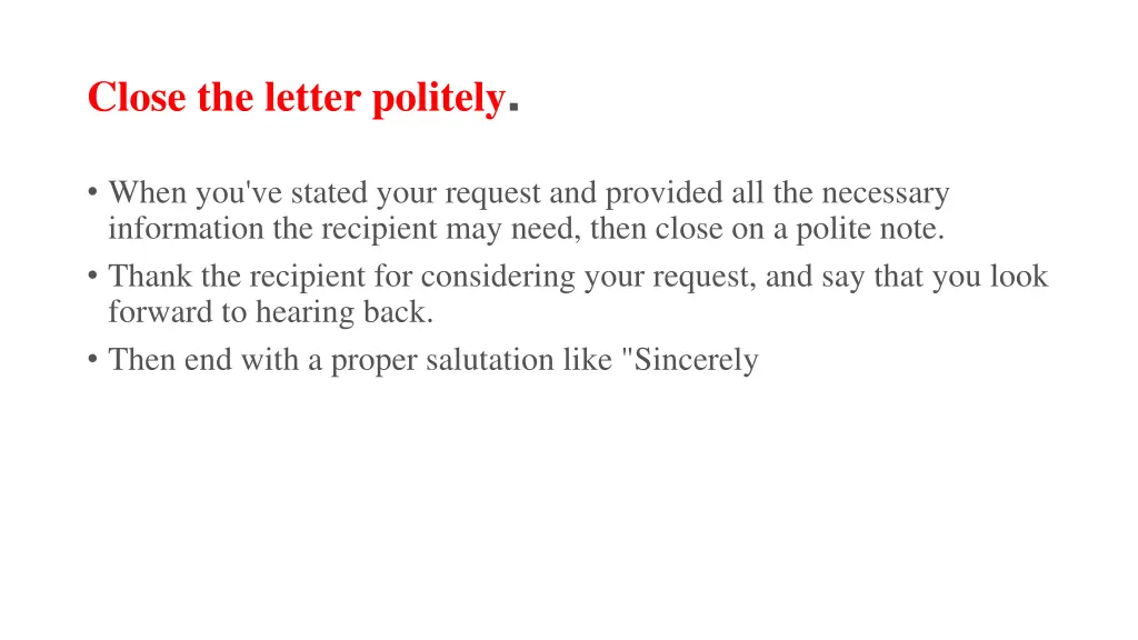 close the letter politely