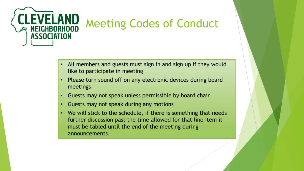 meeting codes of conduct