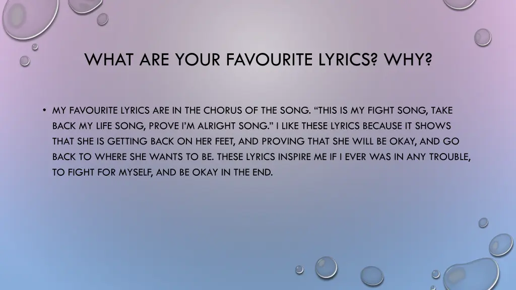 what are your favourite lyrics why